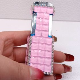 Diamond-encrusted Ladies Windproof Inflatable Lighter Straight Creative (Color: pink)